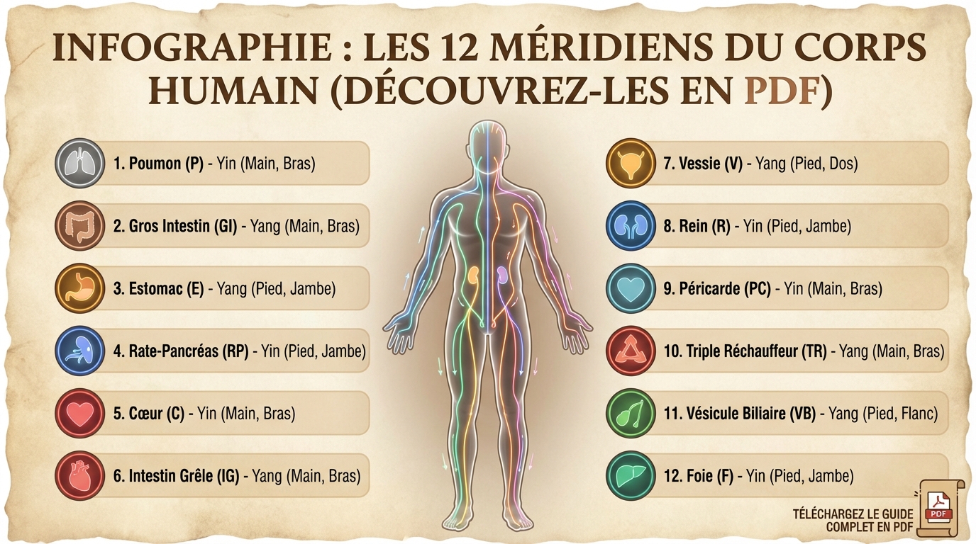 Les 12 méridiens et leurs fonctions