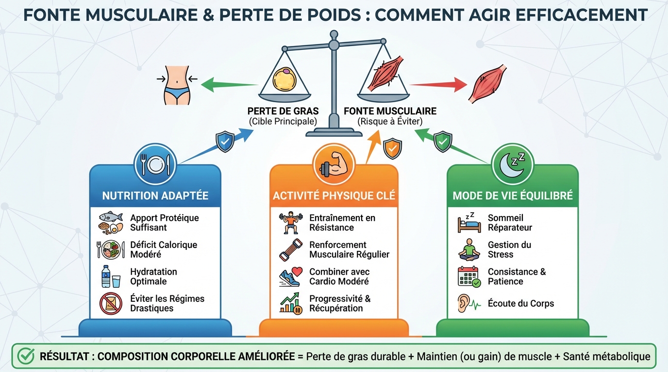Fonte musculaire et perte de poids : comment agir efficacement 1 Stratégies pour limiter la fonte musculaire