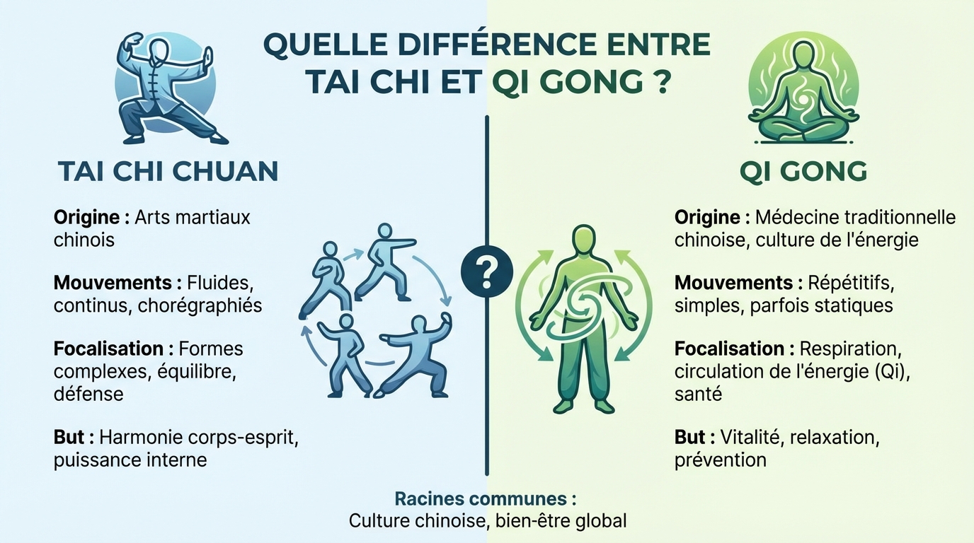 Principales différences entre Tai Chi et Qi Gong